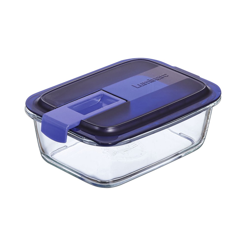 Hermetic Lunch Box Luminarc Easy Box Blue Glass (6 Units) (820 ml)