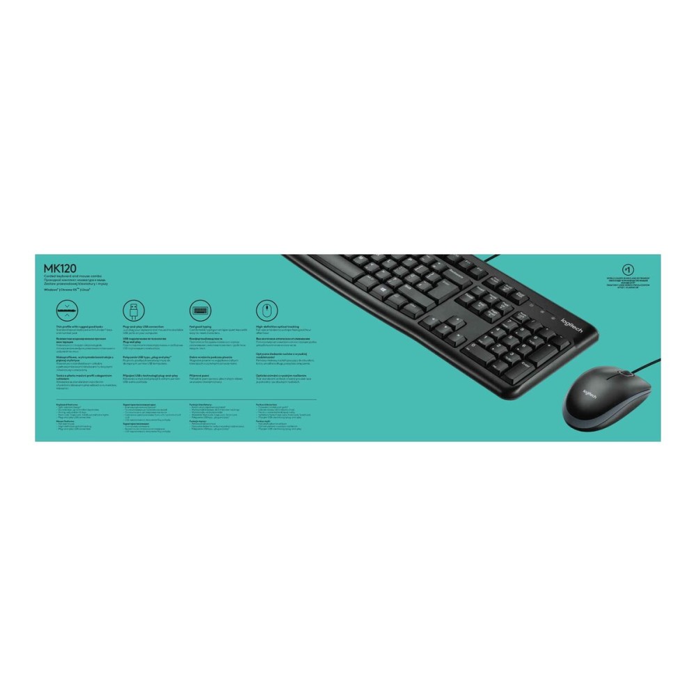 Clavier Logitech Desktop MK120 Noir Espagnol Qwerty QWERTY