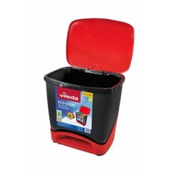 Mülltonne Vileda ECO-LOGIC Polypropylen 39 L Schwarz Rot Rot/Schwarz