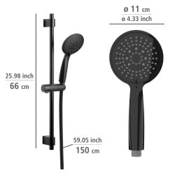 Set de douche Wenko Young Line 25451100 Noir mat Acier inoxydable Ø 19 mm 66 cm