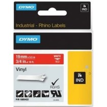 Ruban Laminé pour Etiqueteuses Rhino Dymo ID1-19 19 x 5,5 mm Rouge Blanc Autocollants (5 Unités)