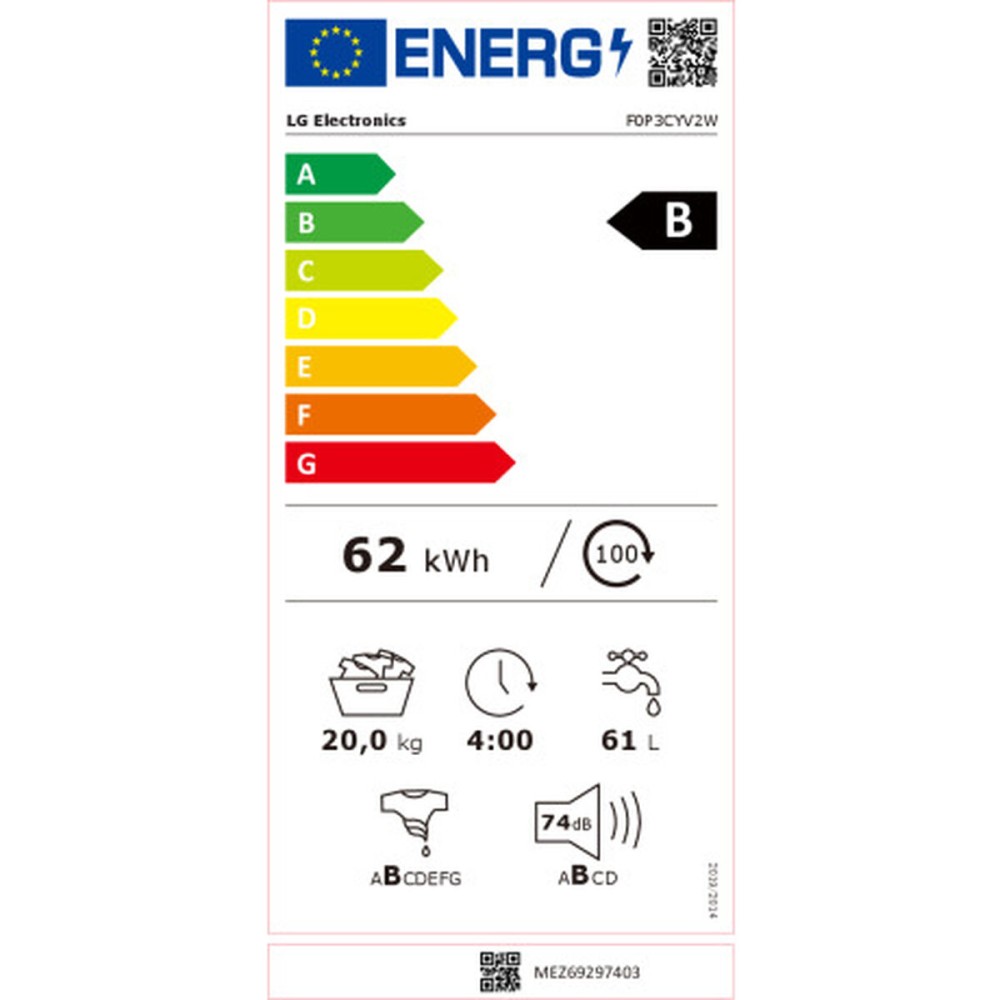 Washing machine LG F0P3CYV2W 1100 rpm 20 kg