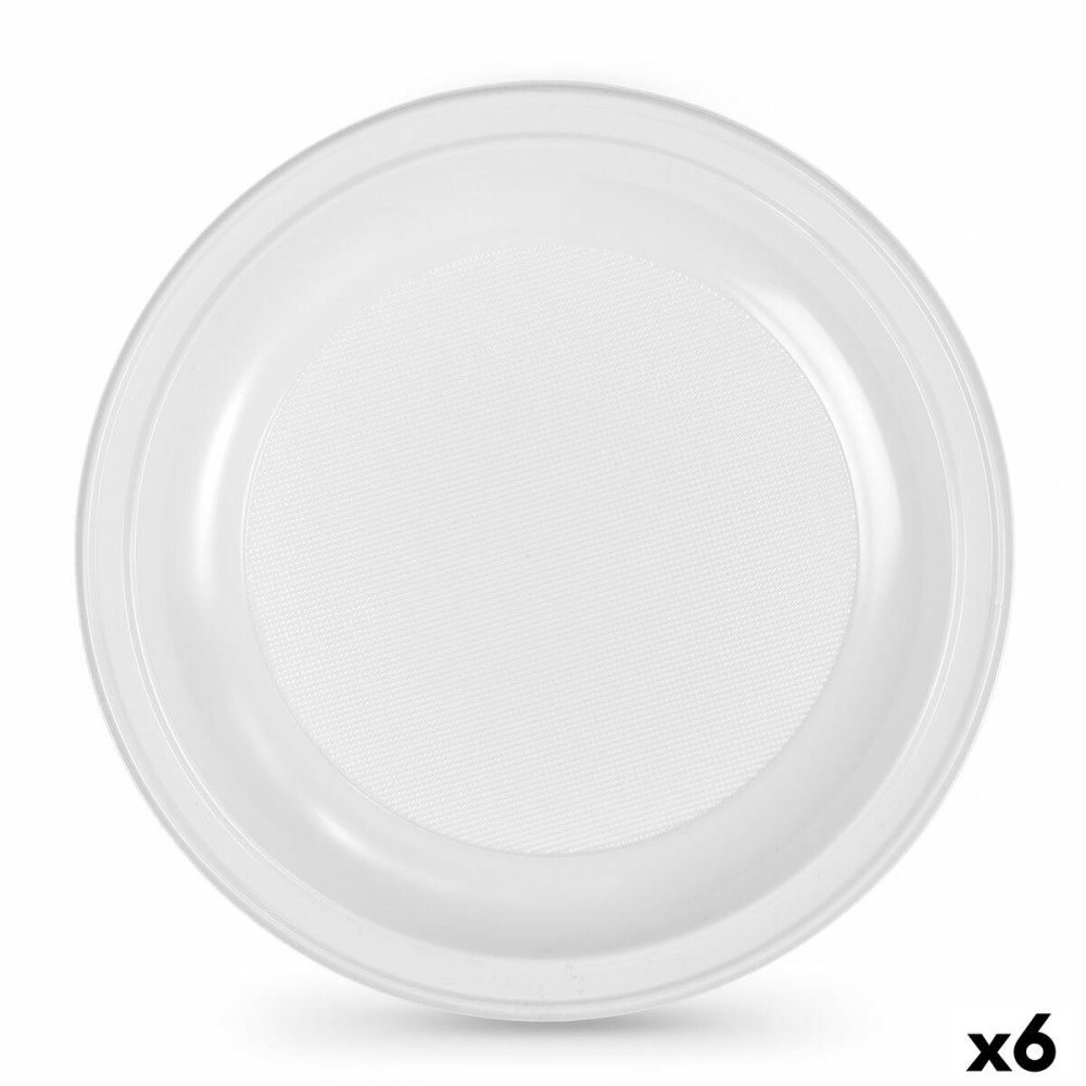 Set of reusable plates Algon Circular White Plastic 25 x 25 x 2,5 cm (6 Units)