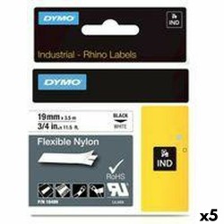 Ruban Laminé pour Etiqueteuses Rhino Dymo ID1-19 19 x 3,5 mm Noir Blanc Autocollants (5 Unités)