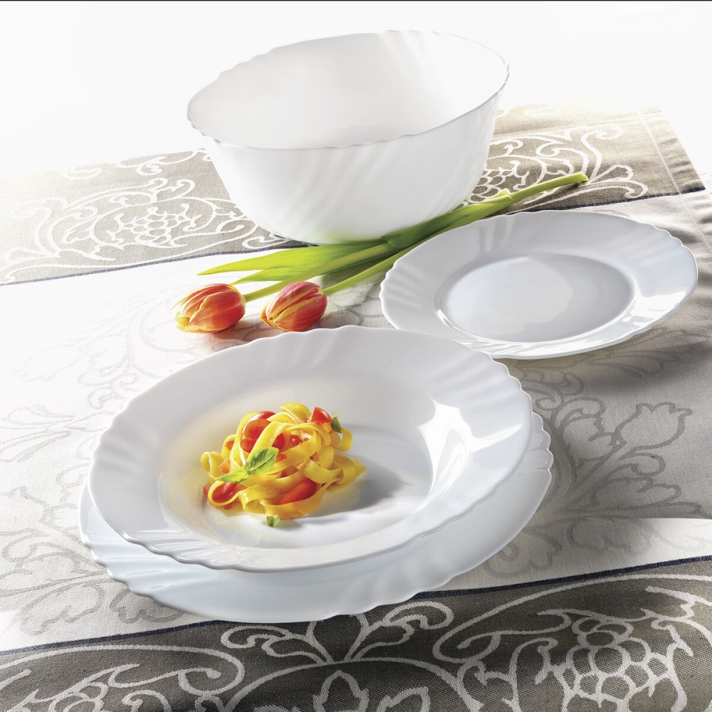 Flat plate Bormioli Rocco Ebro White Glass (24 cm) (36 Units)