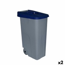 Poubelle à Roulettes Denox Bleu 85 L 58 x 41 x 76 cm (2 Unités)