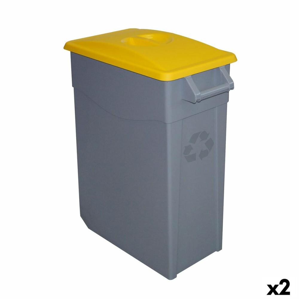 Recycling Waste Bin Denox Yellow 65 L (2 Units)