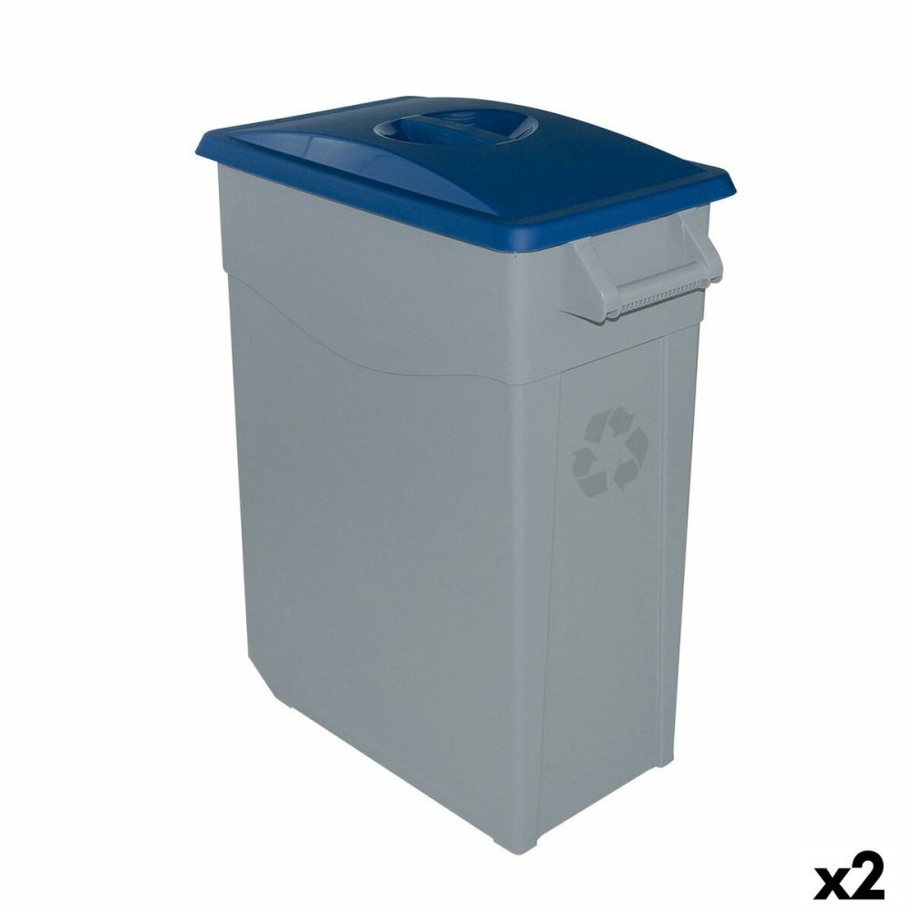 Recycling Waste Bin Denox Blue 65 L (2 Units)