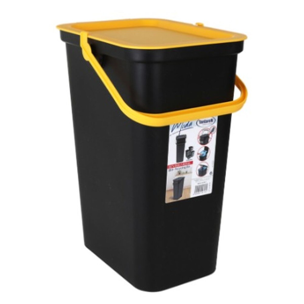 Poubelle recyclage Tontarelli Moda Jaune Noir 24 L (6 Unités)