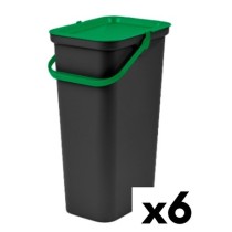 Recycling Waste Bin Tontarelli Moda Black Green 24 L (6 Units)