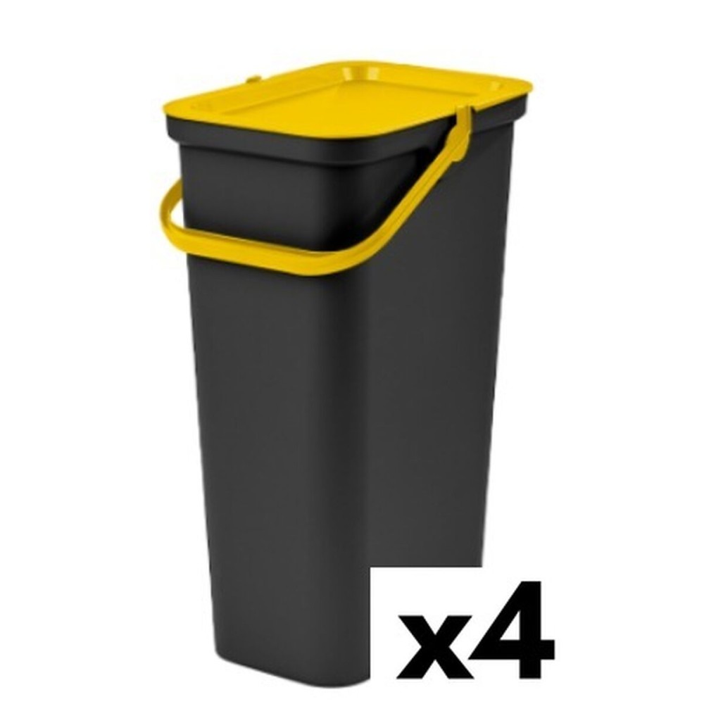 Poubelle recyclage Tontarelli Moda Jaune 38 L (4 Unités)