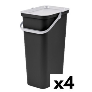 Recycling Waste Bin Tontarelli Moda White Black 38 L (4 Units)