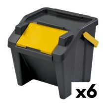 Recycling Waste Bin Tontarelli Moda Yellow Stackable 28 L (6 Units)