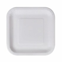 Plate set Algon Disposable White Cardboard Squared 23 cm (10 Units)