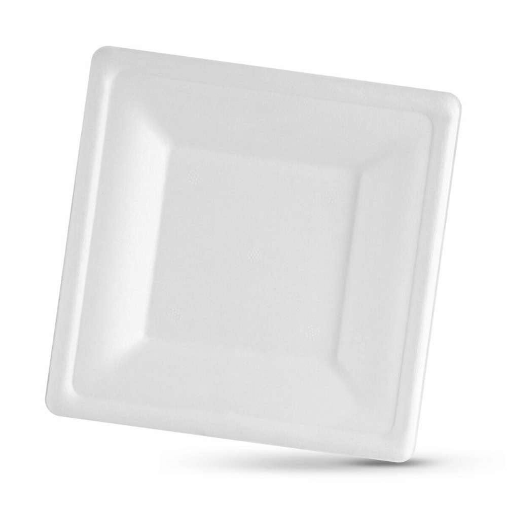 Service de vaisselle Algon Produits à usage unique Blanc Canne à sucre Carré 16 cm (24 Unités)