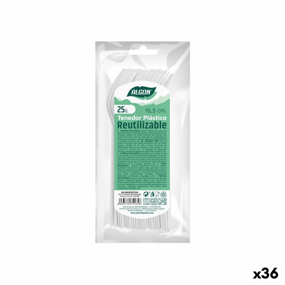 Ensemble de Fourchettes Algon Réutilisable Blanc 36 Unités 16,5 cm