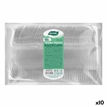 Fork Set Algon Reusable Transparent 10 Units 18 cm