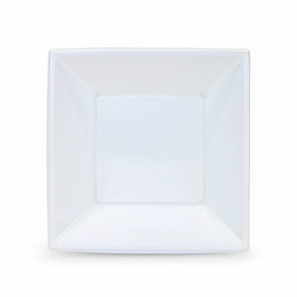 Set of reusable plates Algon Squared White Plastic 18 x 18 x 4 cm (24 Units)