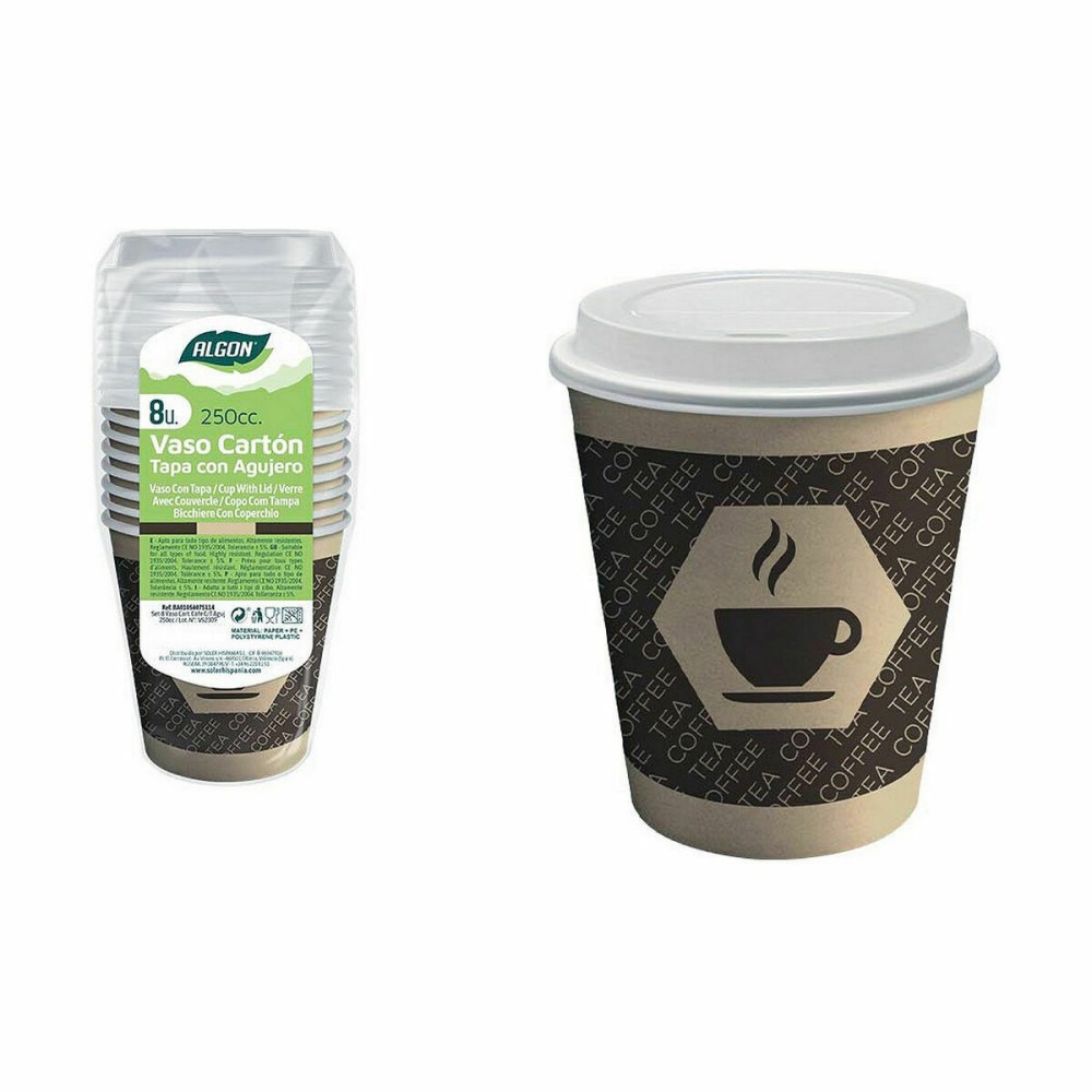 Set of glasses Algon Cardboard Coffee 8 Pieces 250 ml (36 Units)