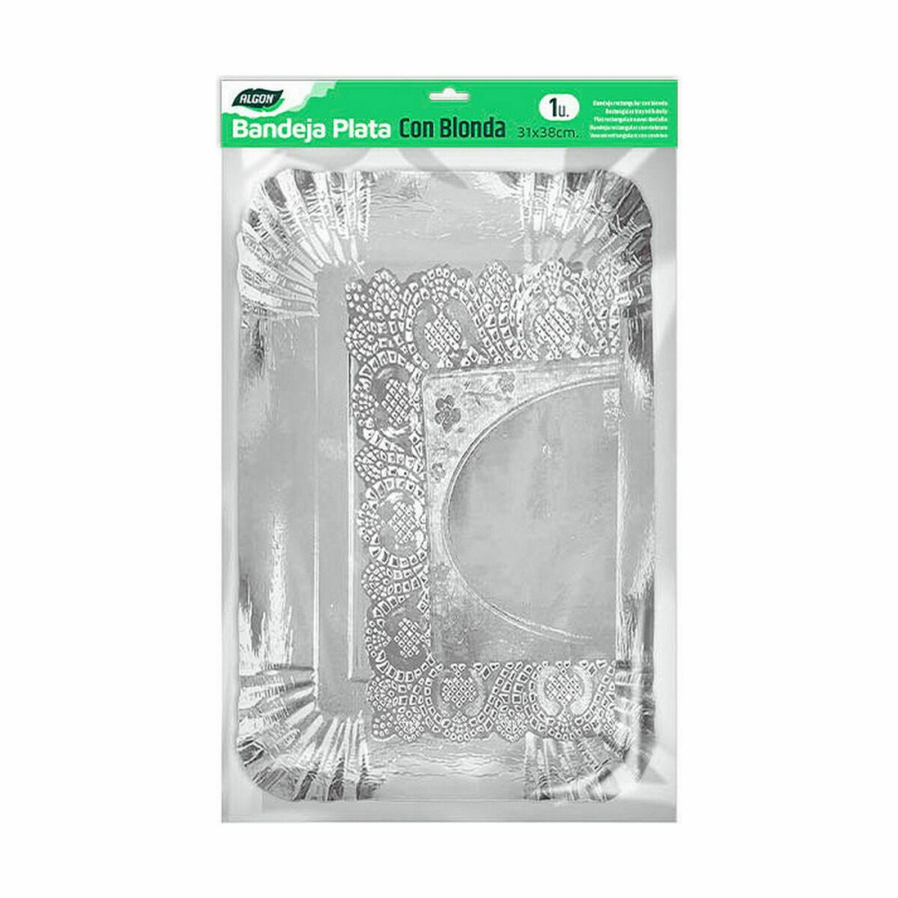 Snack tray Algon Silver Rectangular (48 Units)