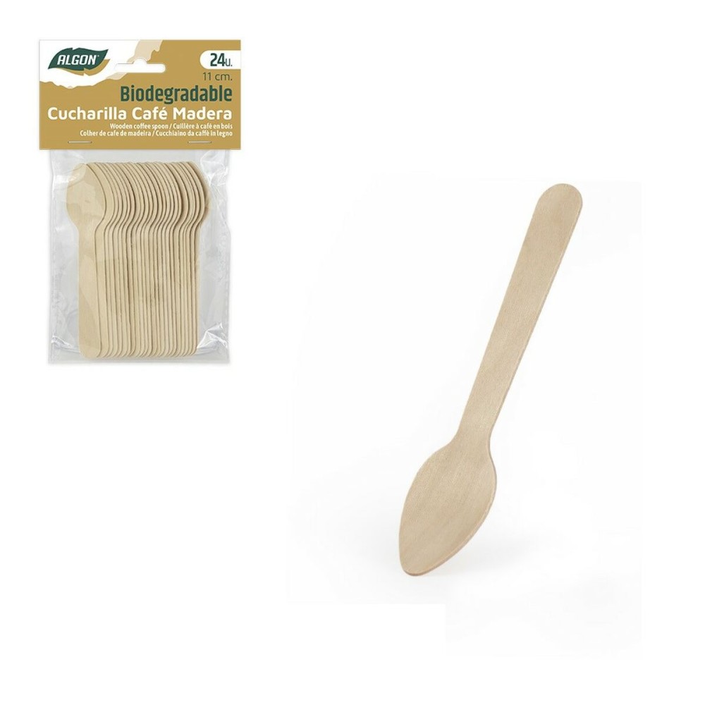 Löffel-Set Algon Kaffee Holz 24 Stücke 11 cm (36 Stück)