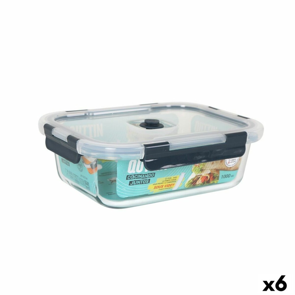 Lunchbox hermetisch Quttin rechteckig 1L 21 x 16,1 x 6,9 cm (6 Stück)