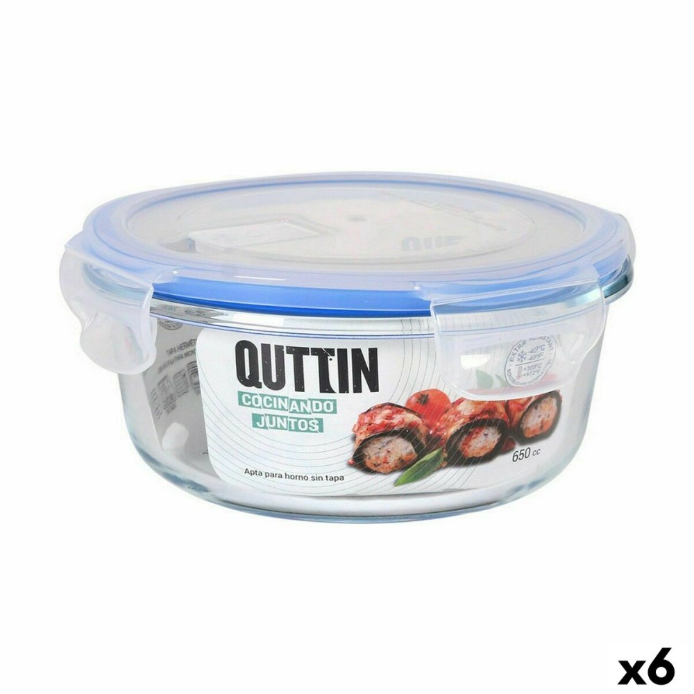 Boîte à lunch hermétique Quttin Ronde 650 ml ø 15,5 x 7,1 cm (6 Unités)