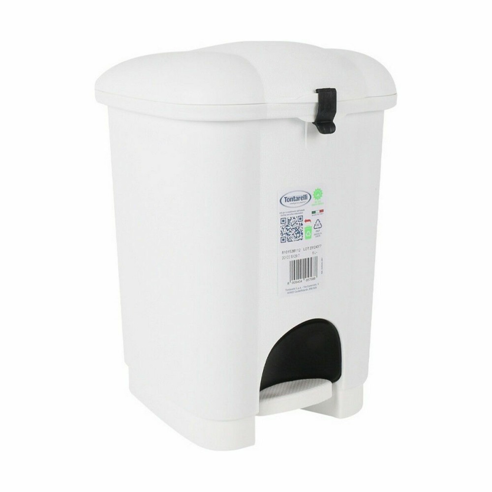 Waste bin with pedal Tontarelli Carolina 6 L White 20 x 22,5 x 29,7 cm (4 Units)