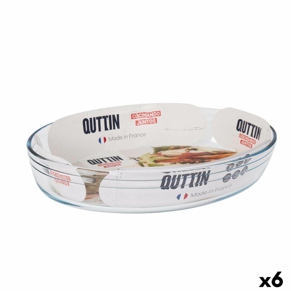 Oven Dish Quttin   Transparent Glass Oval 3,4 L 35,1 x 24,1 x 6,5 cm (6 Units)