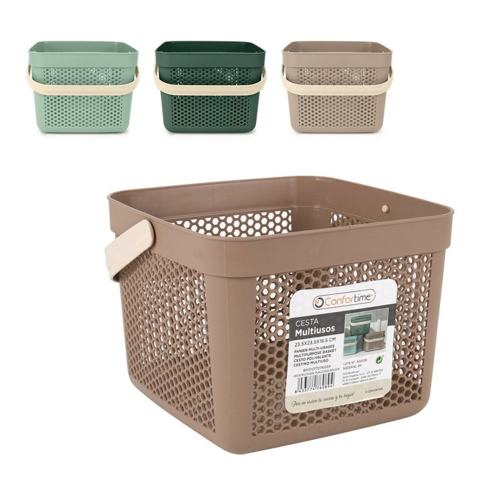 Panier Multi-usages Confortime Plastique 8 L 23,5 x 23,5 x 18,5 cm (24 Unités)