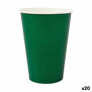 Set of glasses Algon Disposable Cardboard Green 20 Pieces 220 ml (20 Units)