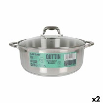 Casserole avec Couvercle en Verre Quttin Caesar Acier ø 32 x 12,5 cm (2 Unités)