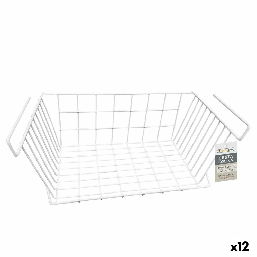 Küchenregalkorb Confortime Weiß 43 x 24,4 x 18,5 cm (12 Stück)