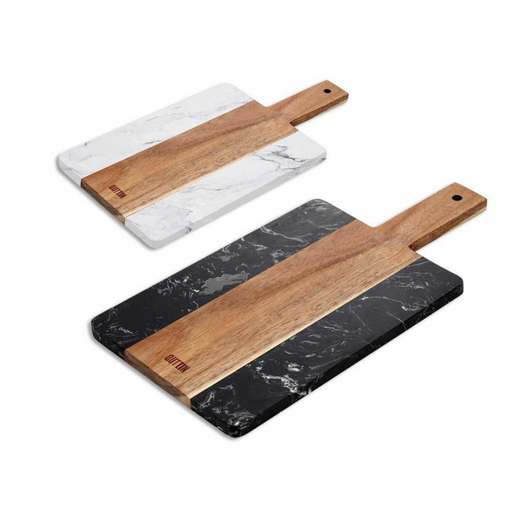 Cutting board Quttin Marble Acacia With handle 38 x 18 cm (8 Units)