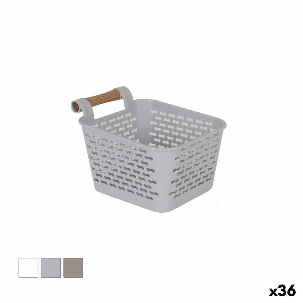 Panier Multi-usages Confortime Plastique Avec des poignées Bois 13 x 11 x 8 cm (36 Unités)