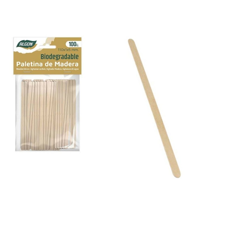 Kit of coffee stirrers Algon Wood 100 Pieces 110 x 1 x 5 mm (24 Units)