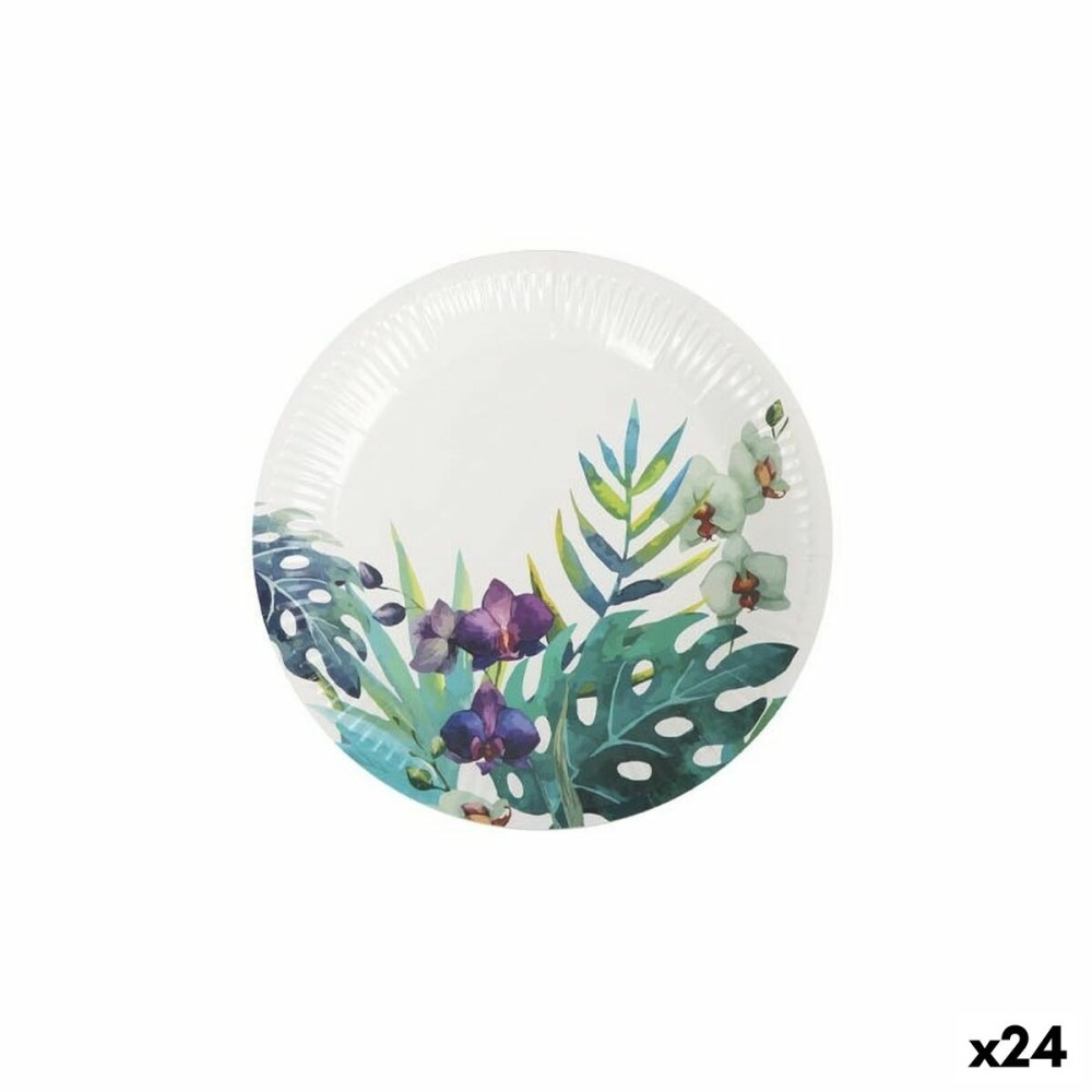 Geschirr-Set Algon Einwegartikel Pappe Tropical 12 Stücke 18 cm (24 Stück)