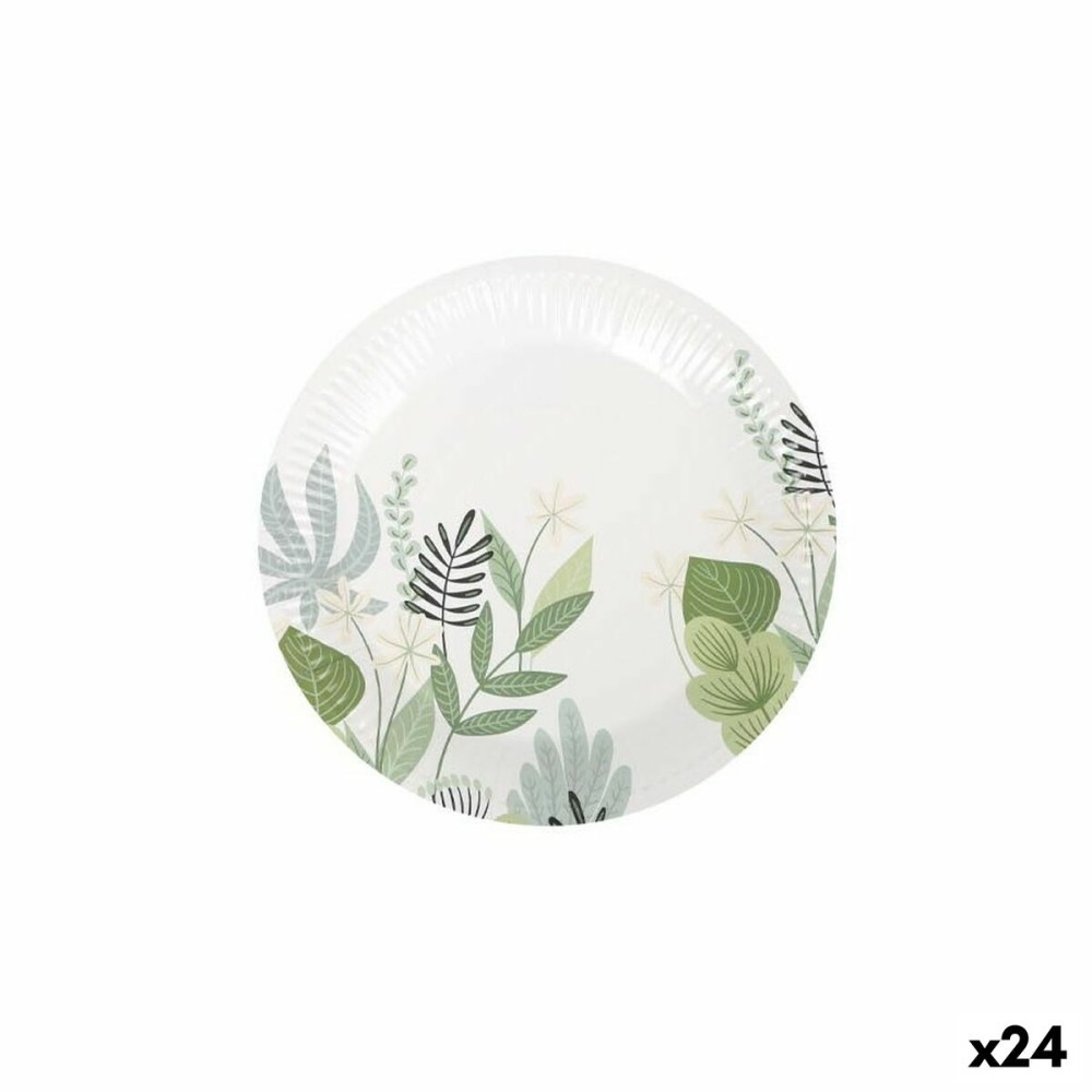 Plate set Algon Disposable Cardboard Floral 12 Pieces 18 cm (24 Units)