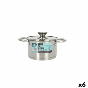 Casserole avec couvercle en verre Quttin Hermes Acier 1,8 L (6 Unités)