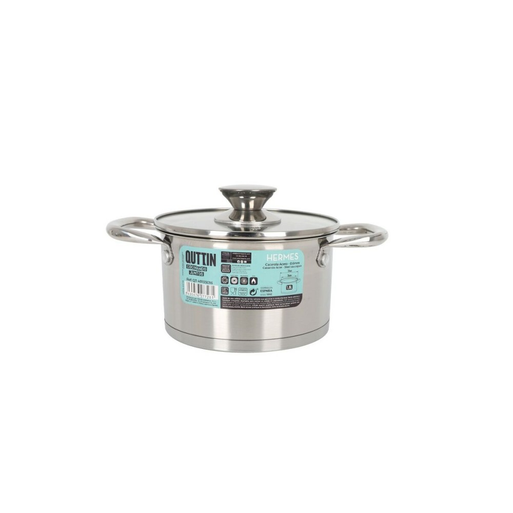 Casserole avec couvercle en verre Quttin Hermes Acier 1,8 L (6 Unités)