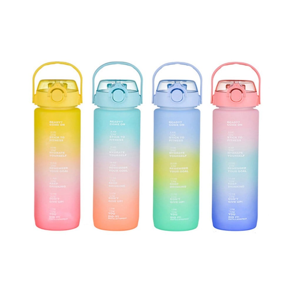 Bottle with Lid and Straw Bewinner Multicolour 600 ml