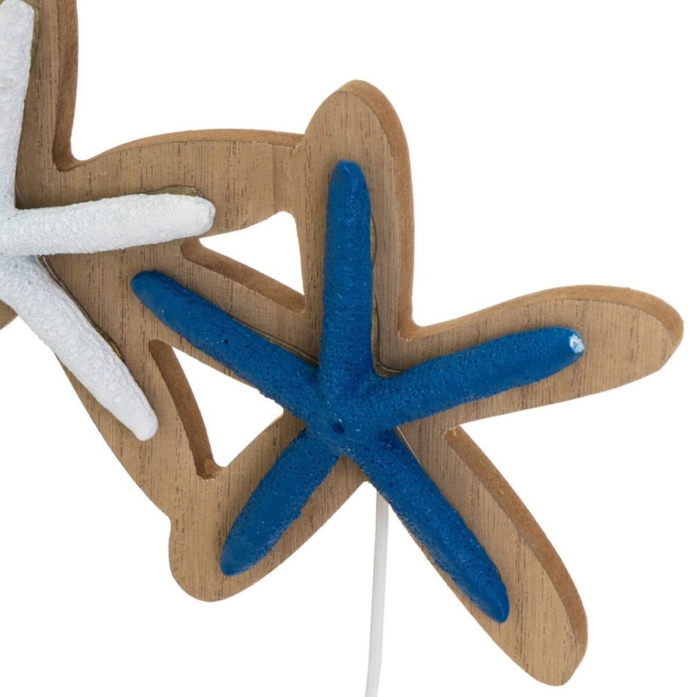 Wall mounted coat hanger Blue White Natural Metal Iron MDF Wood 30 x 5 x 19 cm