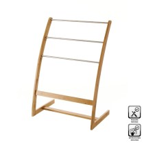 Free-Standing Towel Rack Natural Bamboo Stainless steel 57 x 35 x 81 cm