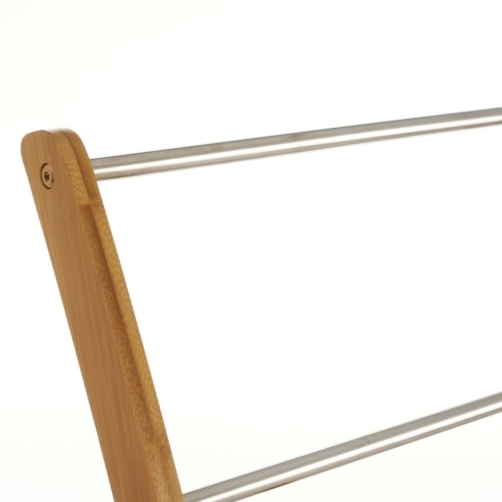 Free-Standing Towel Rack Natural Bamboo Stainless steel 57 x 35 x 81 cm