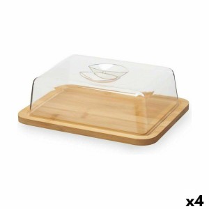 Plateau à fromages Kinvara JWKW-1422 Marron Transparent Bambou 19,1 x 7,5 x 25,1 cm Avec couvercle (4 Unités)