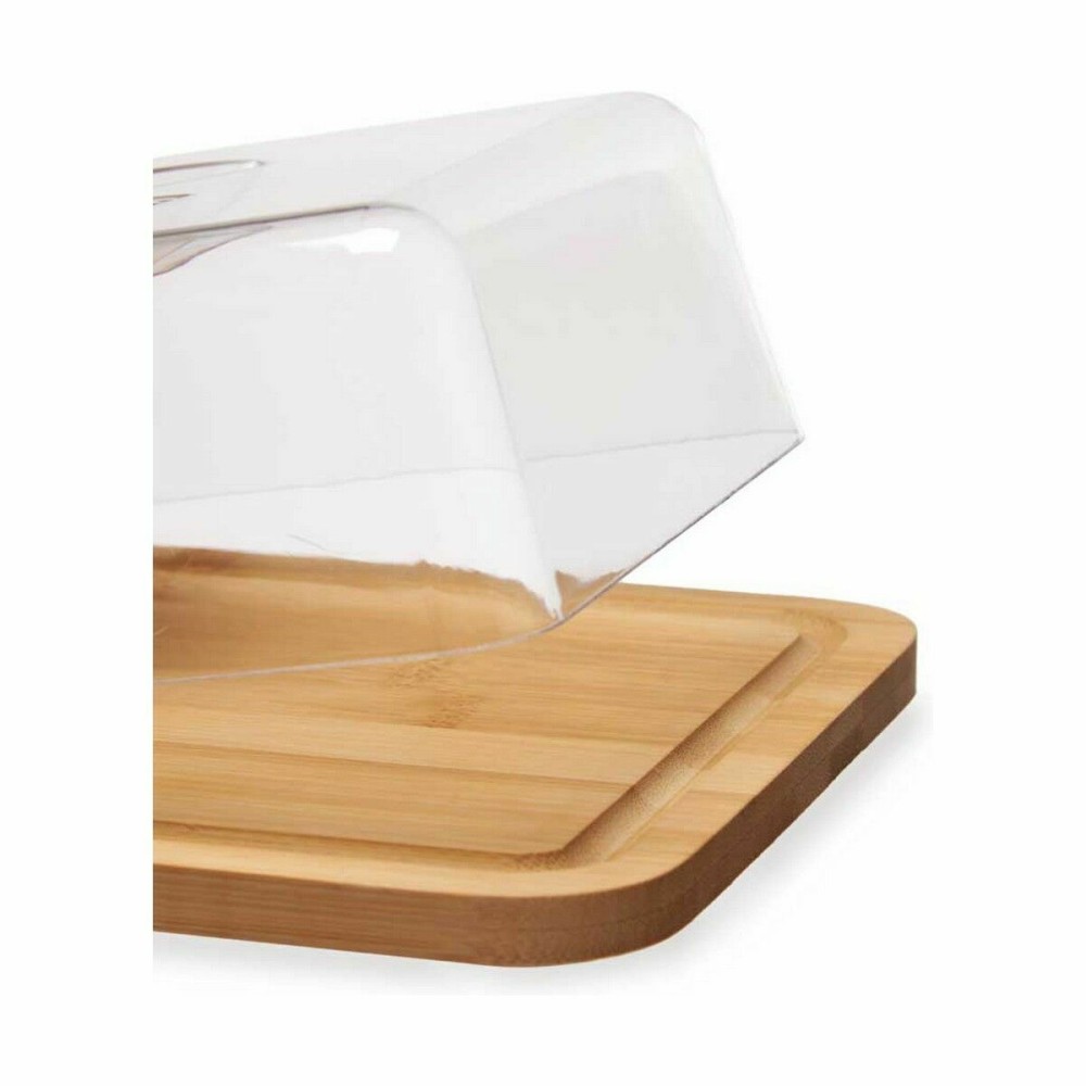 Plateau à fromages Kinvara JWKW-1422 Marron Transparent Bambou 19,1 x 7,5 x 25,1 cm Avec couvercle (4 Unités)