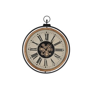 Wall Clock Home ESPRIT Black Beige Golden Natural Metal Pine 74 x 9 x 91 cm