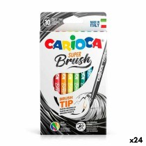 Set of Felt Tip Pens Carioca Super Brush Multicolour 10 Pieces (24 Units)