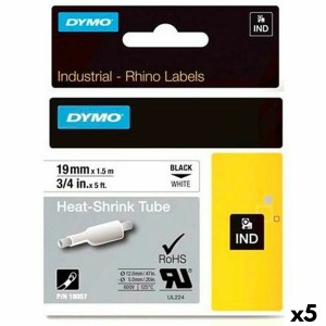 Schrumpfschlauchsatz Rhino Dymo ID1-19 19 x 1,5 mm Schwarz Weiß (5 Stück)