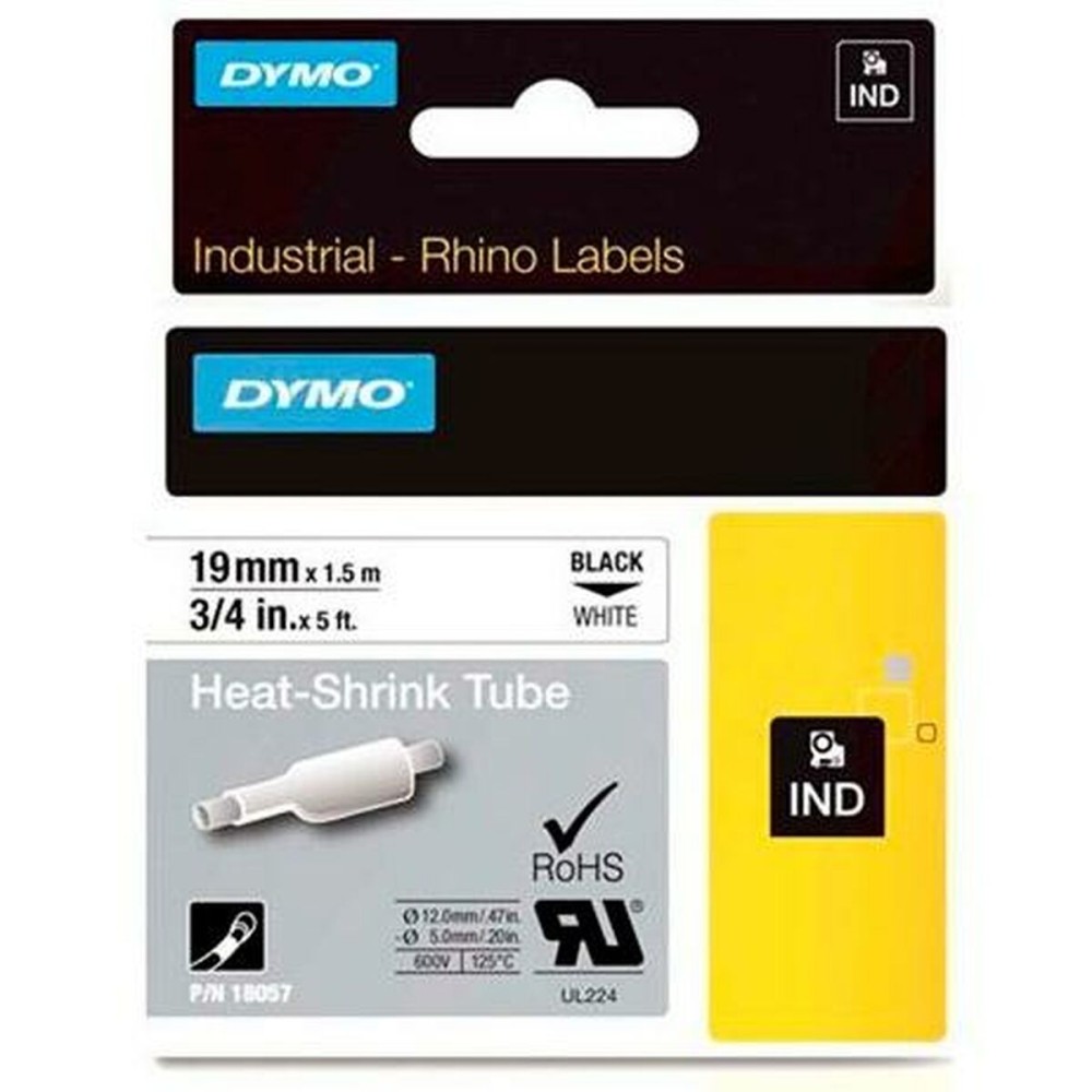 Heat-shrink Tubing Kit Rhino Dymo ID1-19 19 x 1,5 mm Black White (5 Units)